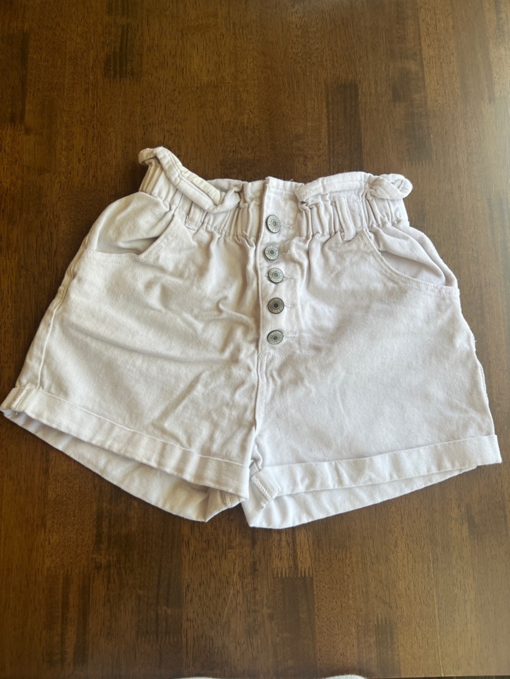 STS Blue High-Waist Paperbag Button-Front Shorts - Light Beige
